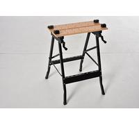 HOMCOM Banco da Lavoro Pieghevole con 4 Morse, Tavolo da Lavoro Portatile e Regolabile con Riga e Goniometro, per Casa e Fai da Te, Portata 150 kg, Nero e Legno