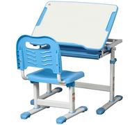 HOMCOM Banco Scuola e Sedia ad Altezza Regolabile Piano Inclinabile 45° Rosa
