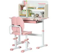 HOMCOM Banco Scuola Inclinabile e Sedia Altezza Regolabile per Bimbi 3-12 Anni