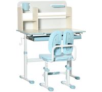 HOMCOM Banco Scuola Inclinabile e Sedia per Bimbi 3-12 Anni Regolabile Rosa