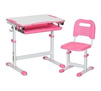 HOMCOM Banchetto Scuola Inclinabile 45° con Cassetto e Sedia Altezza Regolabile