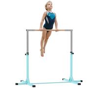 HOMCOM Barra da Ginnastica Artistica per Bambini 3+ Anni con Altezza Regolabile 92-150 cm, in Acciaio e Legno Massello di Faggio, Sbarra Orizzontali Danza Attrezzatura Palestra Antiscivolo, Celeste