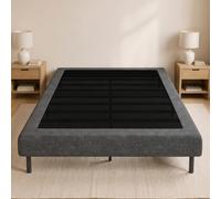 HOMCOM Base Letto Boxspring con Rivestimento in Ciniglia, Struttura in Metallo con Supporto a Doghe, Portata 400 kg, Montaggio Facile, Grigio
