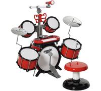 HOMCOM Batteria Giocattolo per Bambini con Microfono e Effetti Sonori Inclusi Gioco Musicale Divertente 45x25x140cm Colore Rosso Aosom
