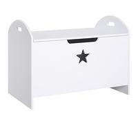 HOMCOM Baule Contenitore Panca Portagiochi per Bambini, in Legno, Bianco