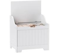 HOMCOM Baule portaoggetti con cerniera di sicurezza e apertura a U, in legno, per soggiorno, ingresso, 56,4 x 38 x 56 cm, colore: bianco