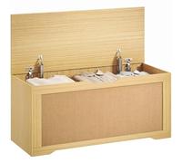 HOMCOM Baule rattan coperchio, cerniere sicurezza, 100x40x45cm, Rovere