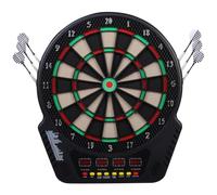 HOMCOM Bersaglio Elettronico 243 Programmi 27 Giochi 44x51.5x3.2 cm Nero | 6 Freccetta, Alimentatore, 4 Display LED, Tabellone Freccette Elettronico per 16 Giocatori