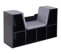 HOMCOM Biblioteca Panca 2 in 1 con cuscini per sedile, mensola a cubo 6 scomparti aperti e 2 livelli, mobile portaoggetti per soggiorno, camera da letto, ufficio, 102 x 30 x 61 cm, nero