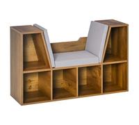 HOMCOM Biblioteca Panca 2 in 1 con cuscini per sedile, mensola a cubo 6 scomparti aperti e 2 livelli, mobile portaoggetti per soggiorno, camera da letto, ufficio, 102 x 30 x 61 cm, marrone rustico