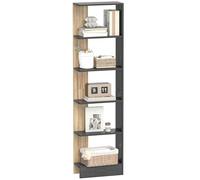 HOMCOM Bibliothèque Étagère de Rangement avec 5 Compartiments Ouverts Design Semplice Moderno Idéale pour Soggiorno Chambre Bureau 45 x 21 x 170 cm Noir et Chêne