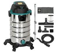 HOMCOM Bidone Aspiratutto 3 in 1 da 1400W, 22kPa Aspirasolidi e Liquidi e Soffiatore, Bidone da 30L in Acciaio Inox, Triplo Filtro con HEPA, Raggio di Pulizia 6m e Accessori, per Casa, Garage