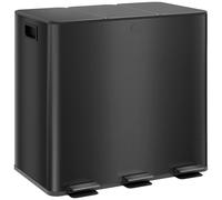 HOMCOM Bidone con 3 x 15L scomparti, coperchio deodorante, resistente alle impronte, Soft-Close, estraibile, nero Aosom Italy