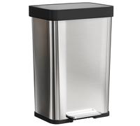 HOMCOM Bidone da 60 L con pedale, in acciaio inossidabile con coperchio a chiusura morbida, Argento Aosom Italy