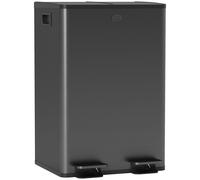 HOMCOM Bidone da cucina 2 scomparti da 2 x 28 L, acciaio inossidabile, coperchio a chiusura ammortizzata, 45,8x36x67,6cm, nero Aosom Italy