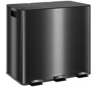 HOMCOM Bidone da cucina 45L con 3 scomparti da 15L, coperchio, secchi interni rimovibili, 3 x 15L, nero