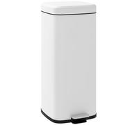 HOMCOM Bidone della spazzatura da cucina 30L con coperchio a chiusura morbida e pedale, secchio interno removibile, 28L x 35l x 63,5H cm, bianco