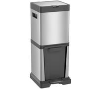 HOMCOM Bidone doppio 20+14L coperchio morbido pedale argento