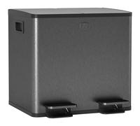 HOMCOM Bidone Immondizia a 2 Sezioni da 15L con Chiusura Silenziosa, in Acciaio Inox e PP, 41.7x36.6x43.2 cm, Nero Aosom Italy