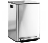 HOMCOM Bidone Immondizia a 2 Sezioni da 30L in Acciaio e PP 47.7x37.5x66.8 cm