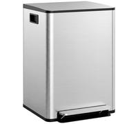 HOMCOM Bidone Immondizia a 2 Sezioni da 30L in Acciaio e PP 47.7x37.5x66.8 cm