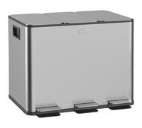 HOMCOM Bidone Immondizia a 3 Sezioni da 20L con Chiusura Silenziosa, in Acciaio Inox e PP, 61.9x36.6x56.7 cm
