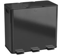 HOMCOM Bidone Immondizia a 3 Sezioni da 20L in Acciaio e PP Nero