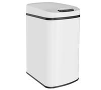 HOMCOM Cestino Rifiuti da 12L con Sensore a Infrarossi, Pulsante Touch e Secchio Rimovibile, Bidone per Immondizia in Acciaio Inox, ABS e PP, 28x22x41 cm, Bianco
