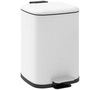 HOMCOM Bidone Immondizia da 12L a Pedale con Chiusura Silenziosa, Cestino Rifiuti in Metallo e PP, 24.5x32x34.5 cm, Bianco