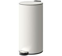 HOMCOM Bidone Immondizia da 30L con Coperchio a Chiusura Morbida, Crema