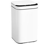 HOMCOM Bidone per Immondizia da 13L con Sensore in Acciaio e PP Bianco e Nero