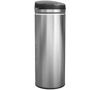 HOMCOM Bidone sensore 50L Automatico Silenzioso Acciaio inox Argento | Coperchio a chiusura morbida, sensore di movimento, cestino anti-impronta, per ufficio, camera da letto, cucina
