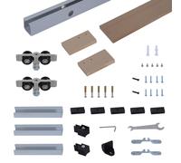 HOMCOM Binario con Kit di Accessori per Porte Scorrevoli in Stile Rustico