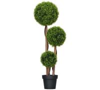 HOMCOM Bosso artificiale grande 110 cm, pianta artificiale resistente ai raggi UV come quella vera, pianta artificiale in vaso, albero artificiale con 3 sfere, muschio artificiale, foglie di bambù