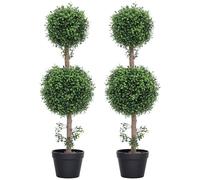 HOMCOM Bosso artificiale, set da 2 pezzi, grandi 91,6 cm, piante artificiali in vaso, piante artificiali, bosso come vero albero artificiale con protezione UV per soggiorno, giardino, balcone