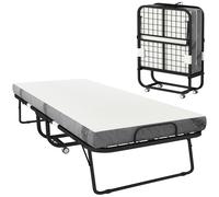 HOMCOM Brandina Pieghevole 90x200cm con Materasso Spesso 10cm e Ruote con Freno