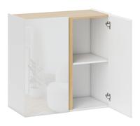 HOMCOM Buffet a alta brillantezza, mobile da archiviazione con 2 porte a chiusura ammortizzata e ripiano regolabile, 80x40x80cm, bianco Aosom Italy
