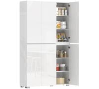 HOMCOM Buffet - Armadio da cucina, ad alta lucentezza, 120 x 34 x 200 cm, con 6 ante con chiusura morbida, 12 scomparti, ripiani regolabili, mobile portaoggetti per soggiorno, sala da pranzo, bianco
