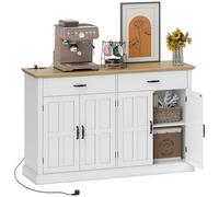 HOMCOM Buffet con USB, 2 cassetti, 140x40x91,5cm, Bianco