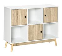 HOMCOM Buffet Mobile da Ripostiglio su Piede con 6 Cubi per soggiorno, sala da pranzo, camera 96L x 30P x 75H cm Bianco e quercia