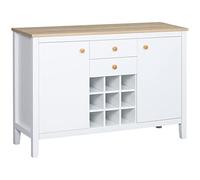 HOMCOM Buffet Portaoggetti 110x35x75 cm Bianco & Legno Naturale