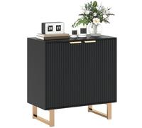 HOMCOM Buffet soggiorno moderno con 2 ante scanalate, ripiano regolabile, gambe in metallo - buffet per sala da pranzo, cucina e soggiorno, dim. 76,5 x 39 x 77 cm, nero