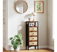 HOMCOM Cajonera de Tela con 4 Cajones con frenes de ratan marron rumico