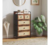 HOMCOM Cajonera de Tela con 5 Cajones 58x29x99 cm marron rsustico