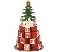 HOMCOM Calendario Avvento di Natale 22x22x35 cm Rosso Verde e Giallo