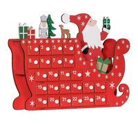 HOMCOM Calendario dell'Avvento da riempire 24 cassetti scomparti Calendario dell'Avvento scatola Calendario dell'Avvento decorazione natalizia fai da te in MDF rosso 22,5 x 8 x 36 cm