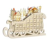 HOMCOM Calendario dell'Avvento in Legno a Slitta 24 Cassetti 45x10x31cm