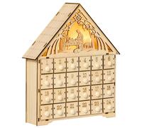 Homcom Calendario dell'Avvento in legno con luci e 24 scatole per il conto alla rovescia