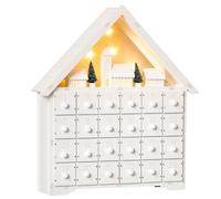 HOMCOM Calendario dell'Avvento 24 Cassetti in Legno Villaggio con Luci e Alberi