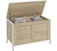 HOMCOM Camera da letto Cassapanca 95 L Panca di stoccaggio con coperchio Cerniera di sicurezza per corridoio Soggiorno 80x40x50 cm Quercia